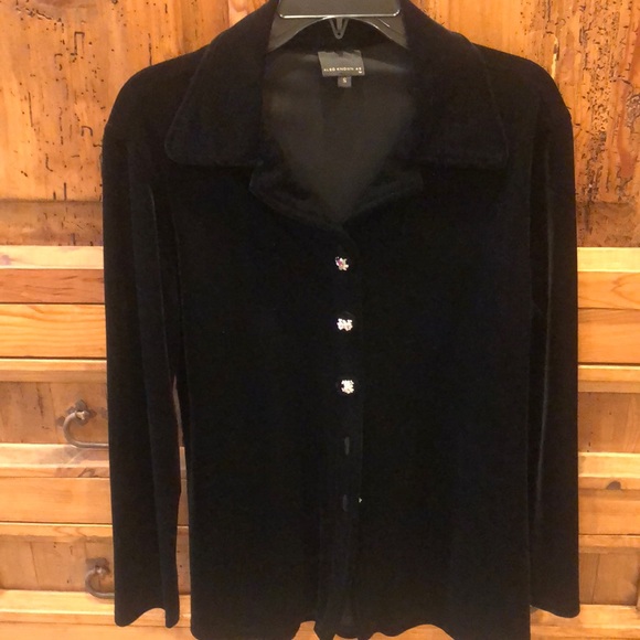 VINTAGE VELVET JACKET WITH FLORAL BUTTONS - Picture 2 of 9